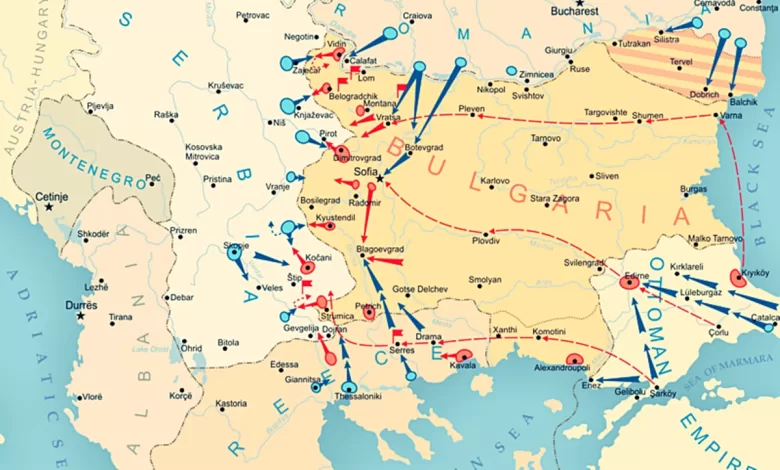 Карта България междусъюзническа война